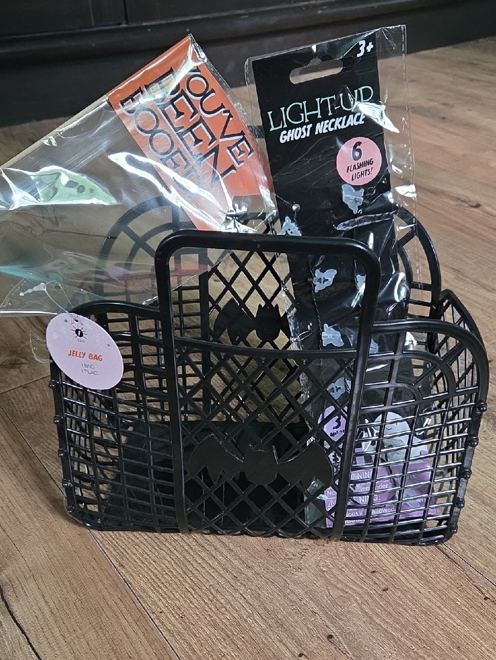 Target | Black Bat Jelly Bag and Light-Up Ghost Necklace Halloween Boo Basket